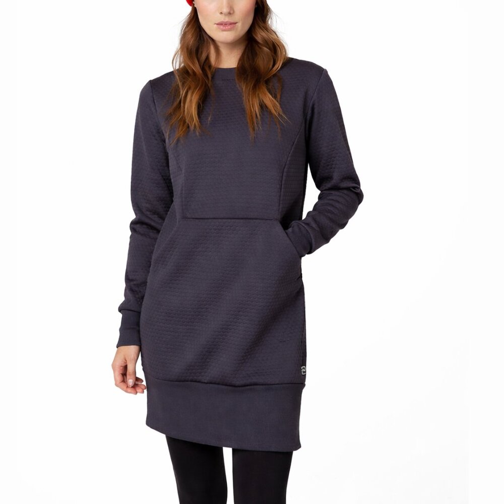 HELLY HANSEN Hytte Long Sleeve Sweatshirt Sweater Dress Grey Small Quilted Cozy